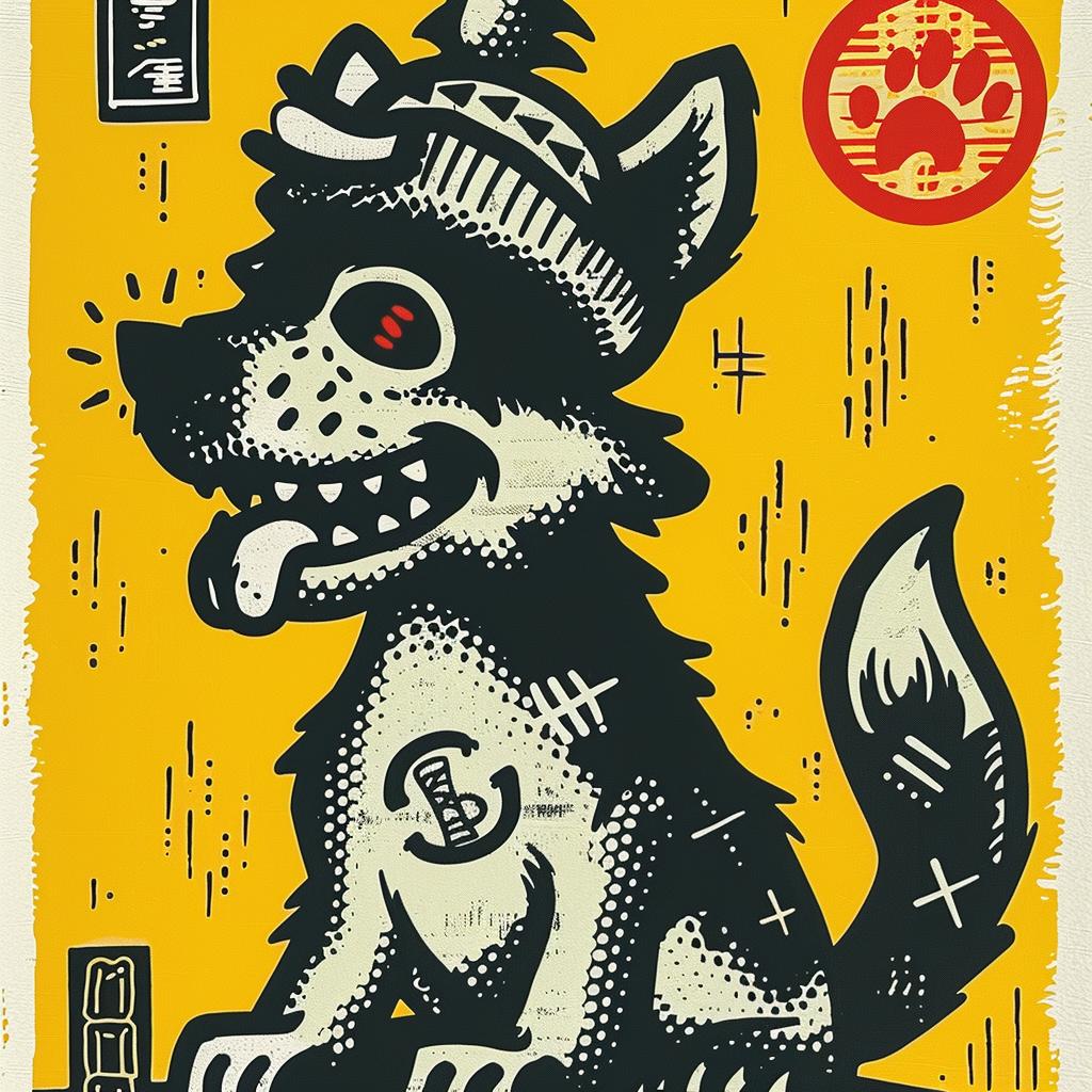 dog  hat  scarf  chinese  character  poster  culture  aggressive  streetwise  minimal 957652