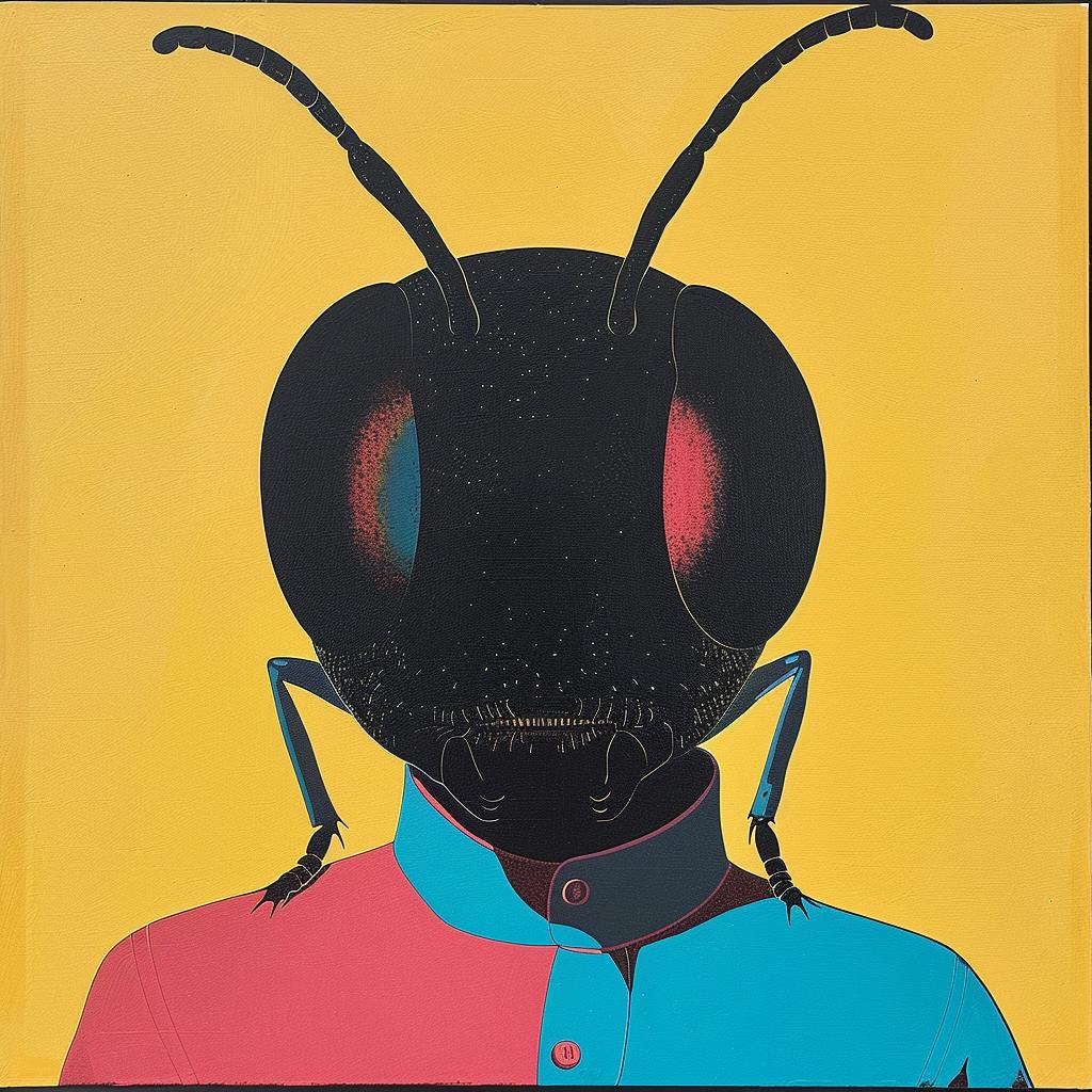 surreal  bug  red  head  yellow  face  Joan  Cornella  painting  album 1015499