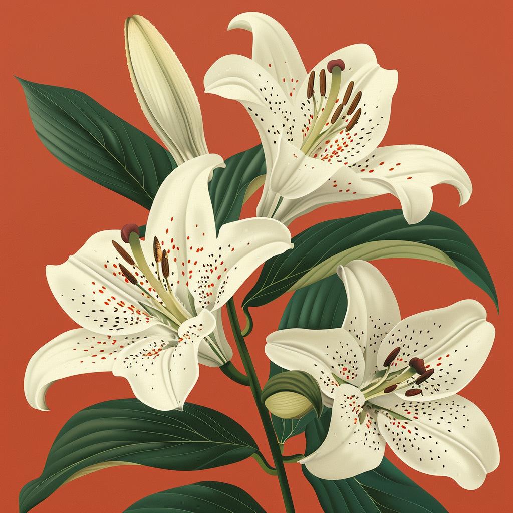 lilies  illustration  white  orange  floral  botanical  art  design  nature  background 971760