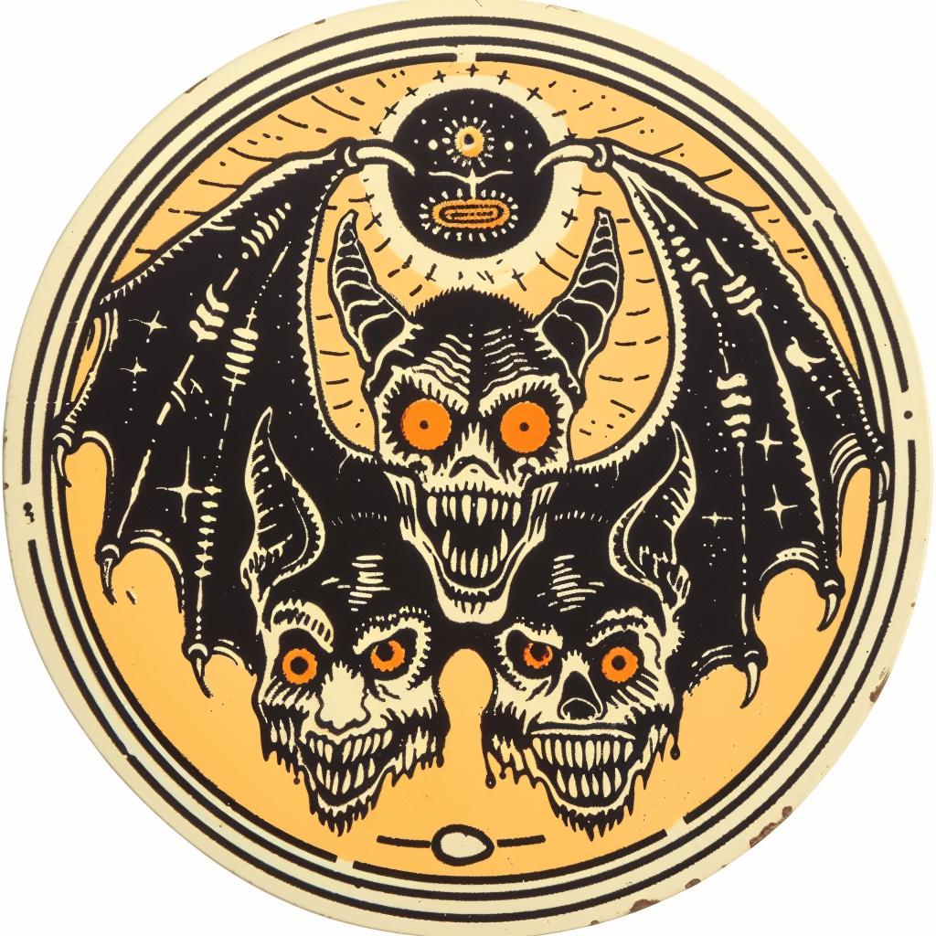 sign  metal  devil  three  heads  badge  provocative  art  design  occult 934531