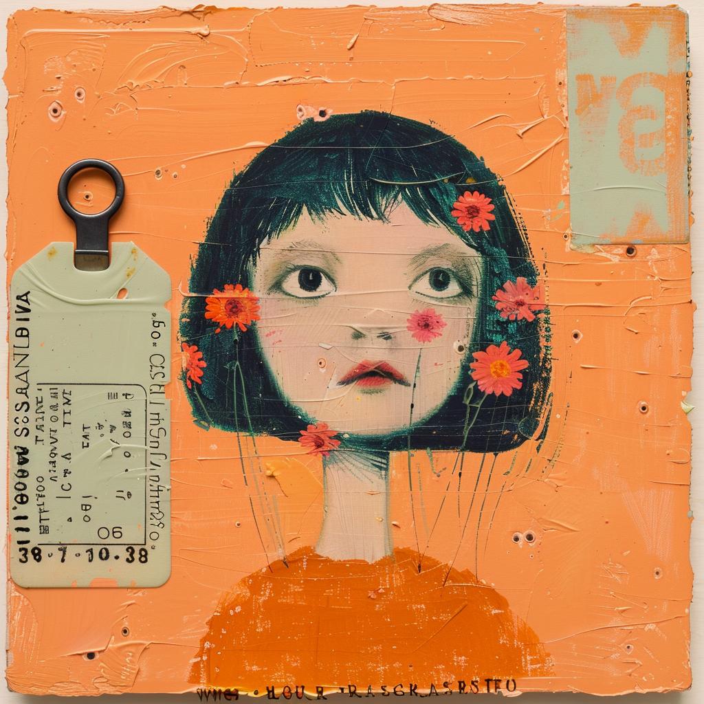 encaustic  paint  girl  flowers  face  vibrant  portrait  colorful  artwork  whimsical 1016372