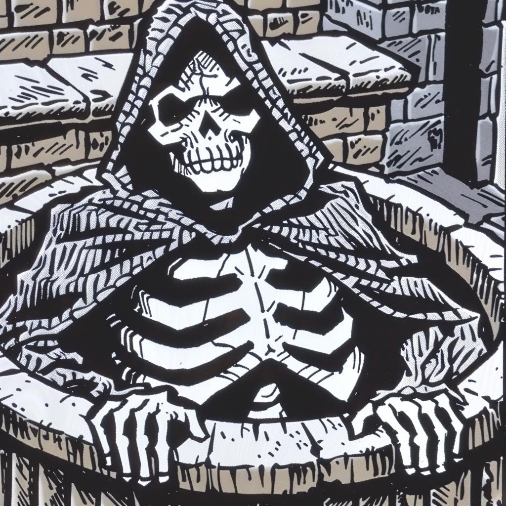 grim  reaper  skeleton  barrel  black  white  drawing  humor  surreal  creepy 1028200