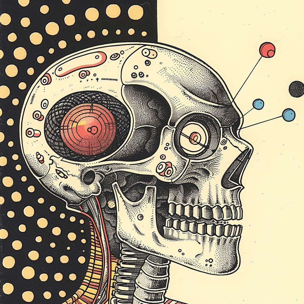 album  art  psychedelic  skull  robot  detail  silhouette  Kandinsky  bokeh  scream 916112
