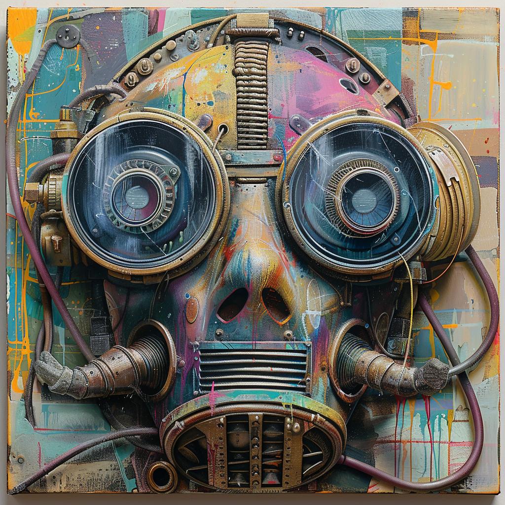 gasmask  surreal  futuristic  screenprinting  hyper-realistic  encaustic  art  Emily  Balivet  goggles 959932
