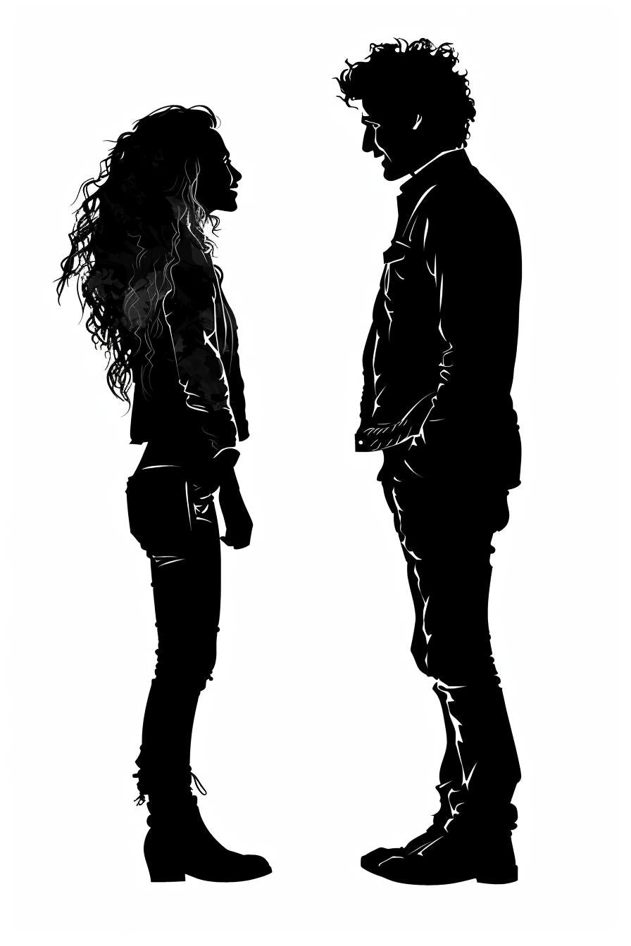 silhouette  couple  curly  hair  vector  illustration  white  background  standing  art 954284