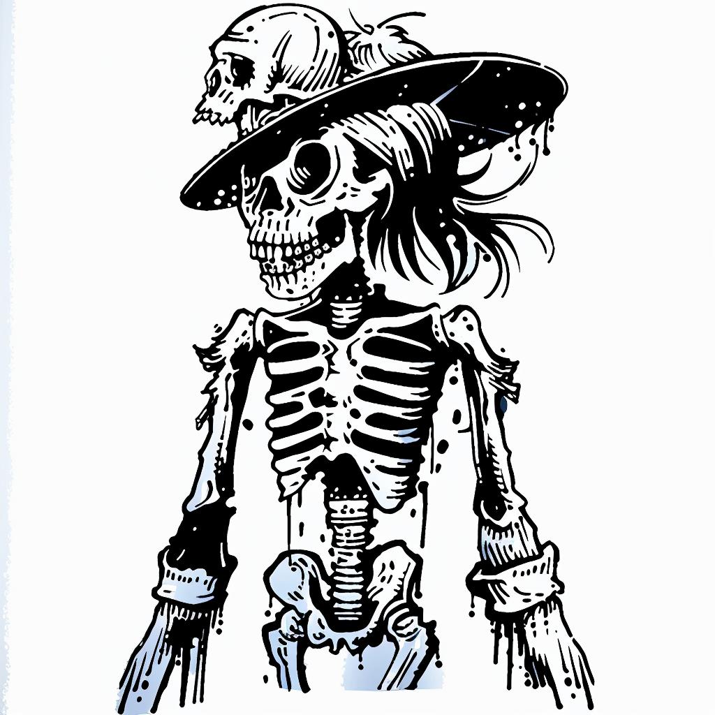 skeleton  character  hat  drawing  graphic  dark  whimsical  humor  illustration  art 1027717