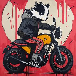 badger  motorcycle  painting  confident  wildlife  humor  animal  art  motion  expression 1050811