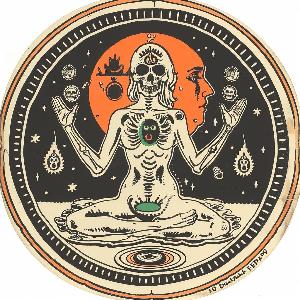 sticker  skeleton  lotus  position  interdisciplinary  provocative  art  wellbeing  emek  state 933251