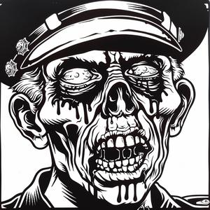 zombie  drawing  blackandwhite  cop  hat  illustration  dark  urban  gothic  horror 1071070