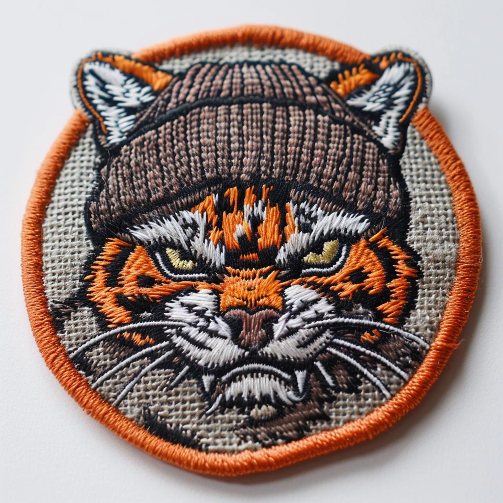 patch  tiger  knitted  hat  angry  chenille  contrast  stitches  minimal  culture 955116