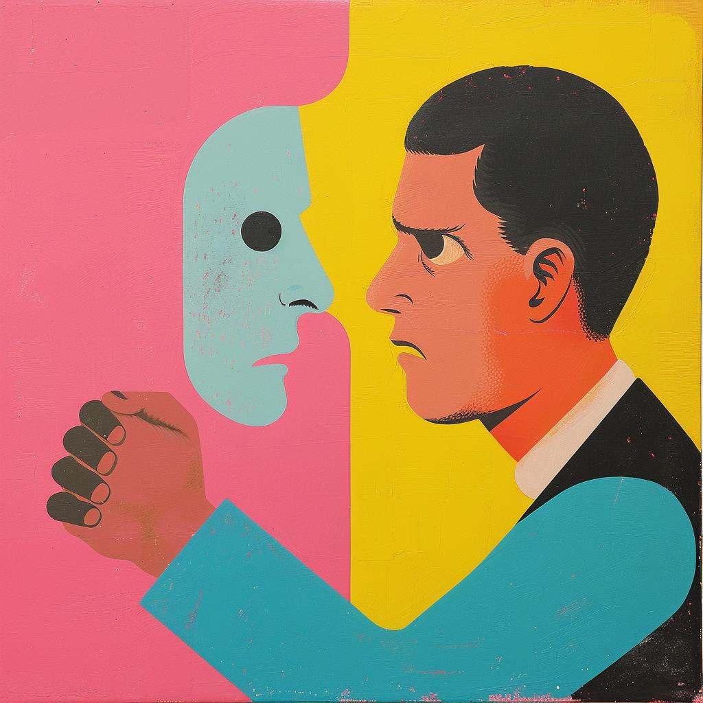 surreal  album  cover  painting  man  woman  mask  creative  artwork  stylized 1017840