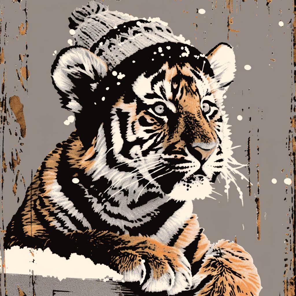 tiger  hat  wooden  surface  animal  playful  whimsical  colorful  cute  fashion 942574