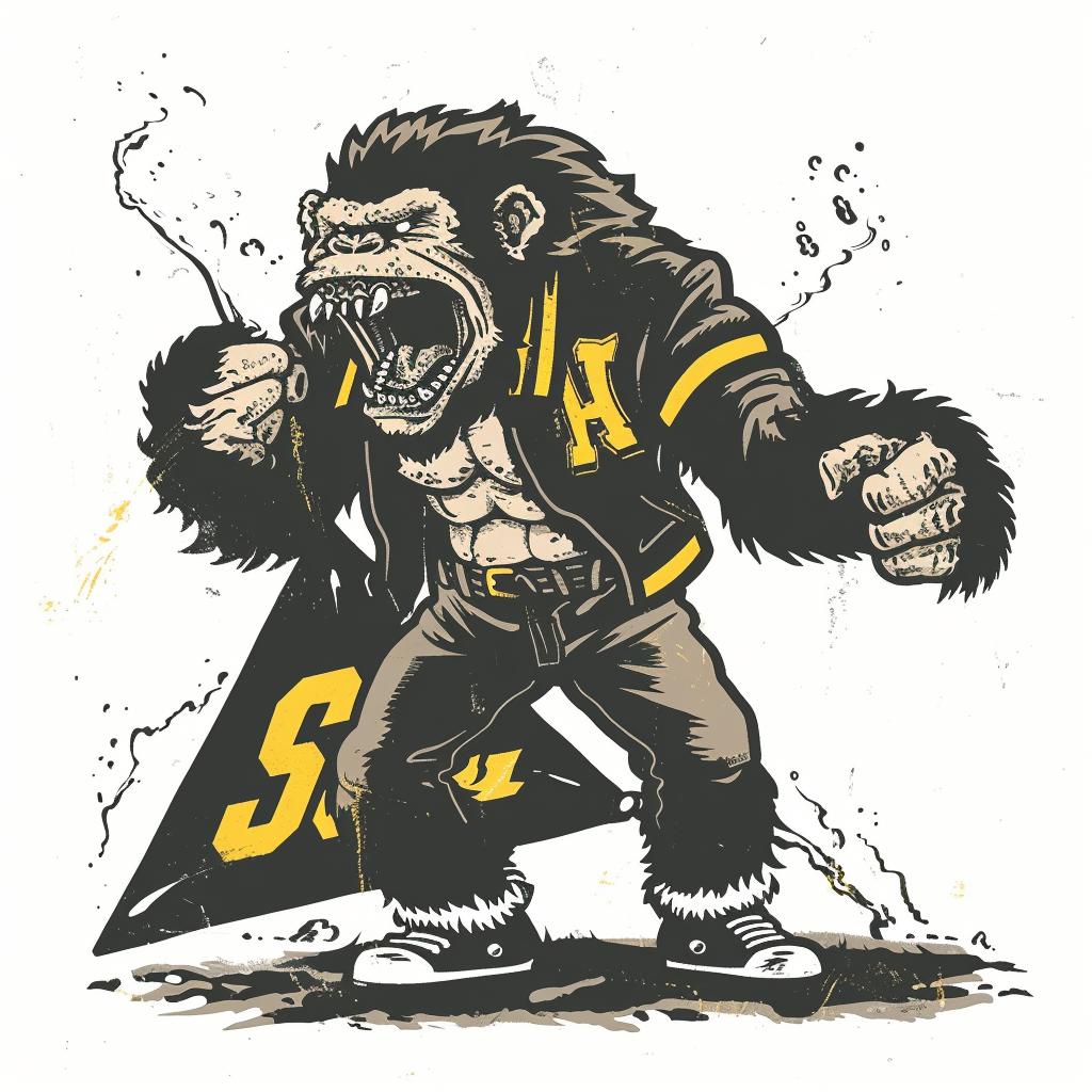 bigfoot  mascot  jacket  angry  walking  pennant  outline  white  vintage  college 921515