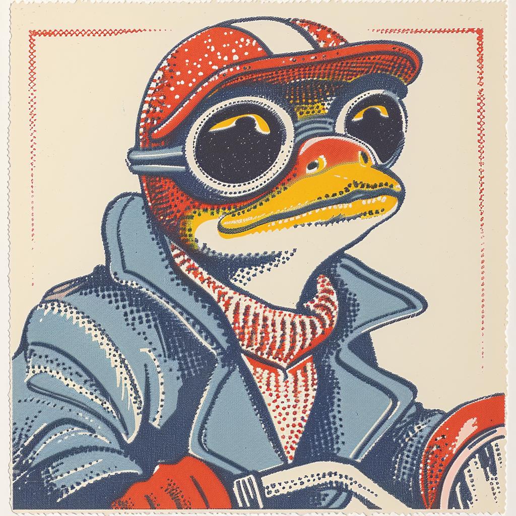frog  poster  helmet  glasses  surreal  art  Risograph  EdRuscha  volumetric  unusual 962887