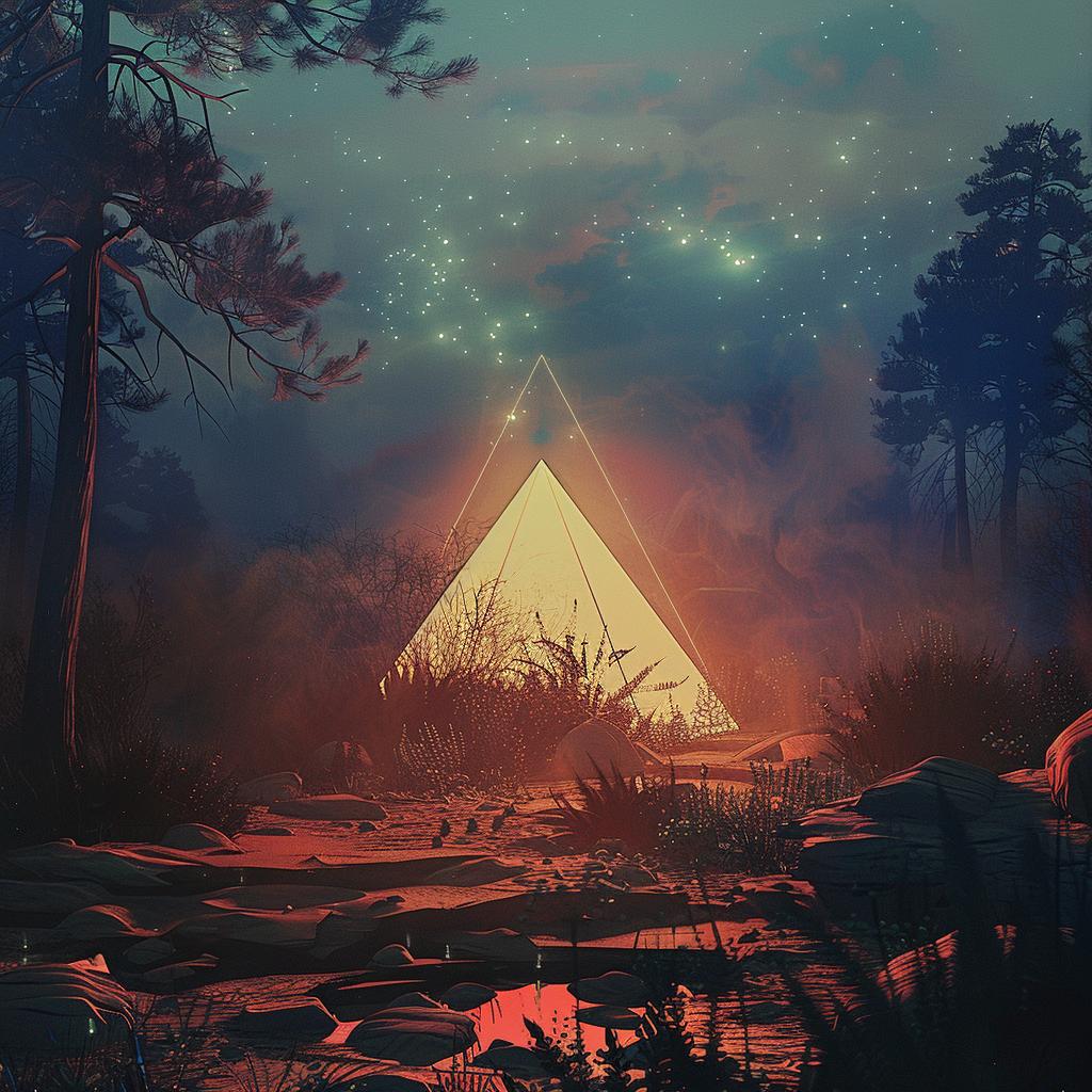 pyramid  triangle  woods  trees  rocks  nature  landscape  geometric  art  environment 1016803