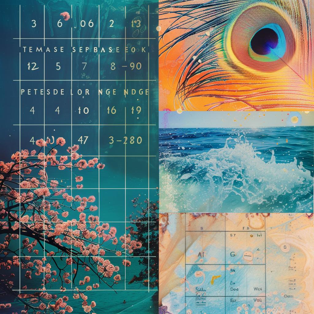 Collage  Peacock  Bioluminescent  Cherry  Blossom  Aurora  Borealis  Tropical  Beach  Colorful 1017153