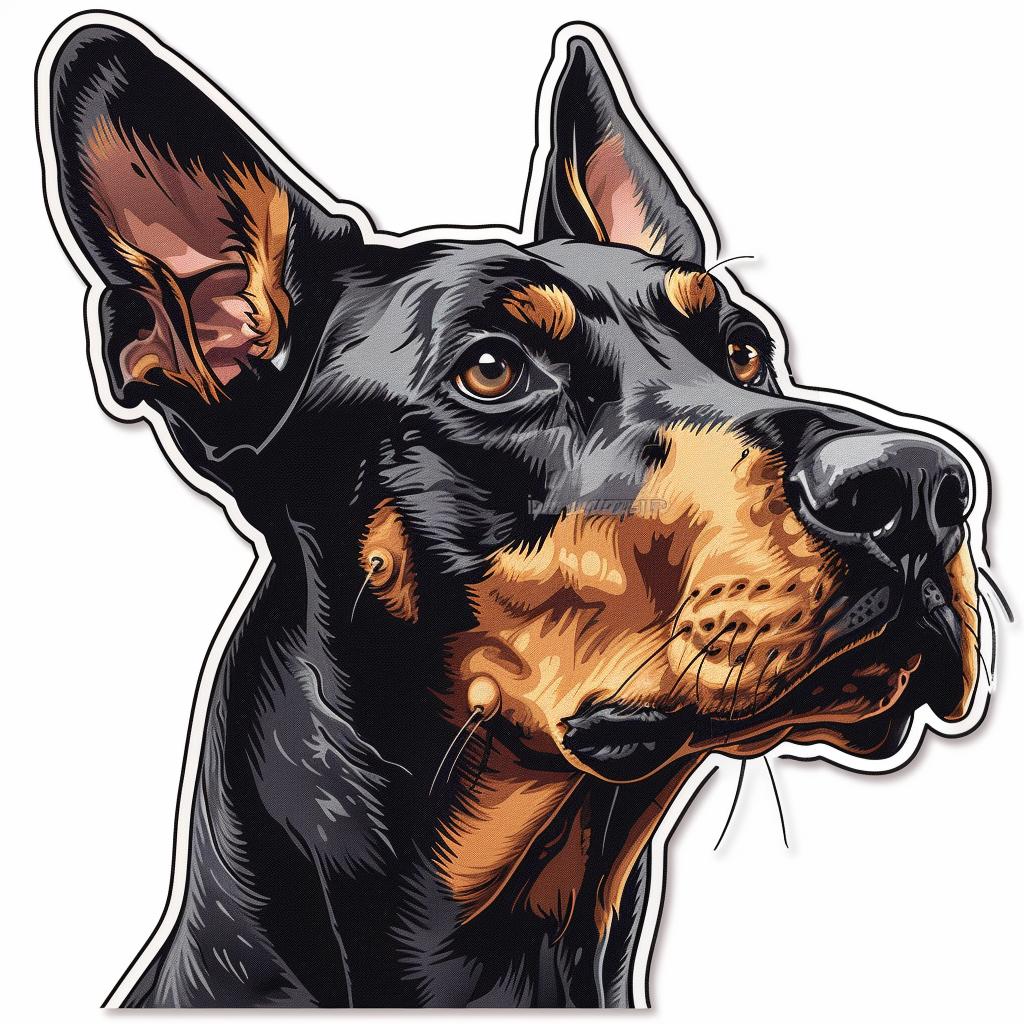 doberman  sticker  warm  colors  detailed  vector  realistic  3D  contour  yellow 971933