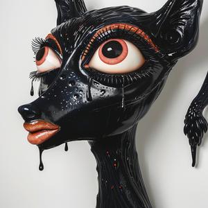 DADA  art  dogwoman  creature  four  eyes  dripping  makeup  airbrush  painting 1073085