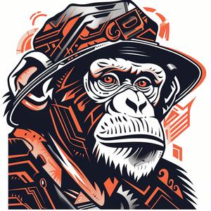vector  chimpanzee  bucket  hat  illustration  cartoon  funny  animal  playful  stylized 1070829