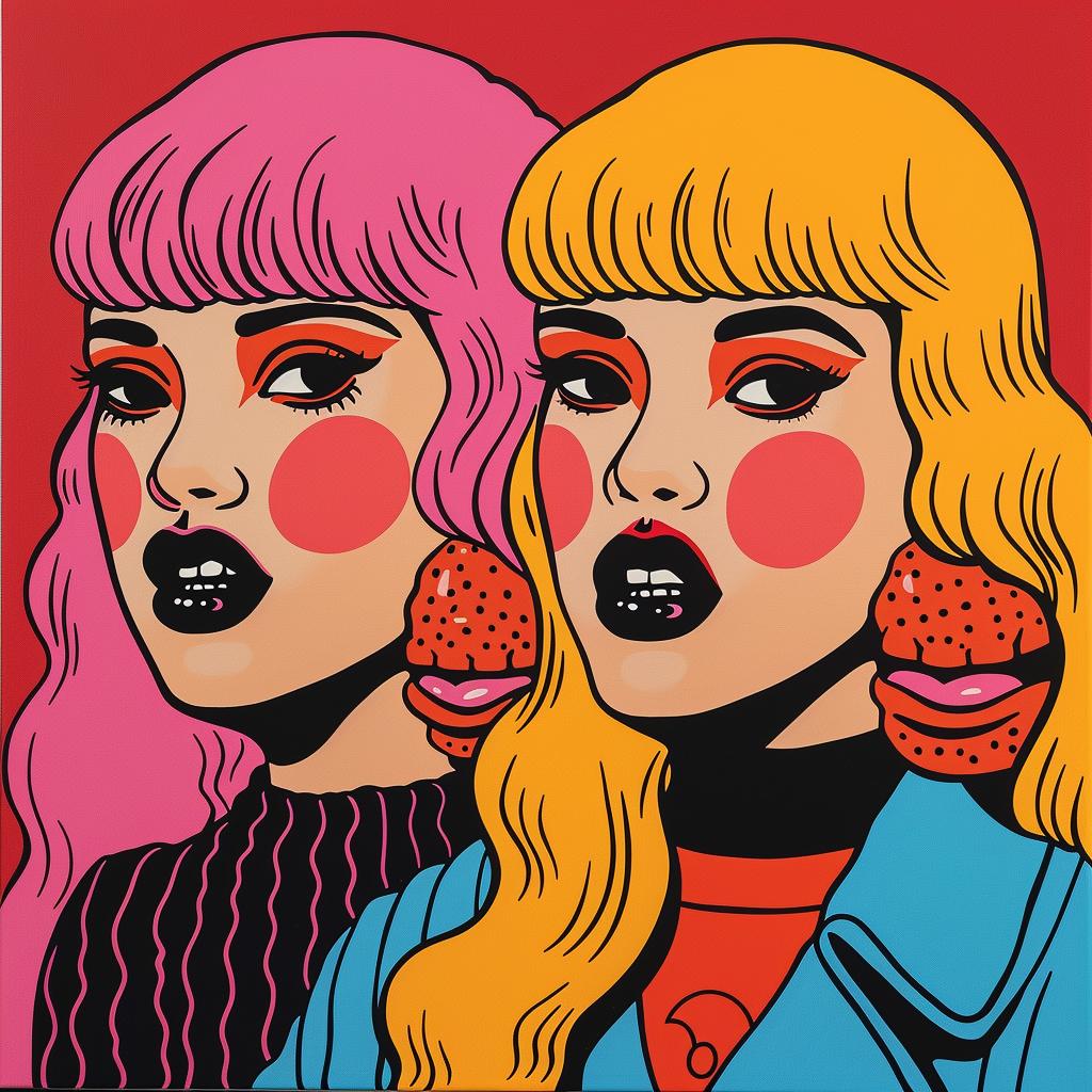 women  pink  hair  blue  eyes  portrait  stylized  colorful  vibrant  art 1022252