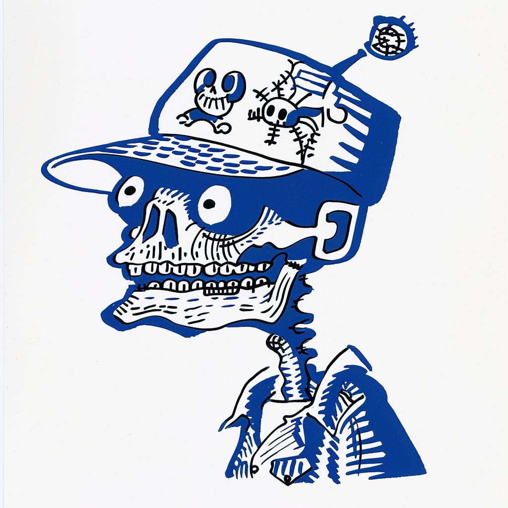 skeleton  skull  hat  poster  blue  white  graphic  streetart  illustration  dark 1027541