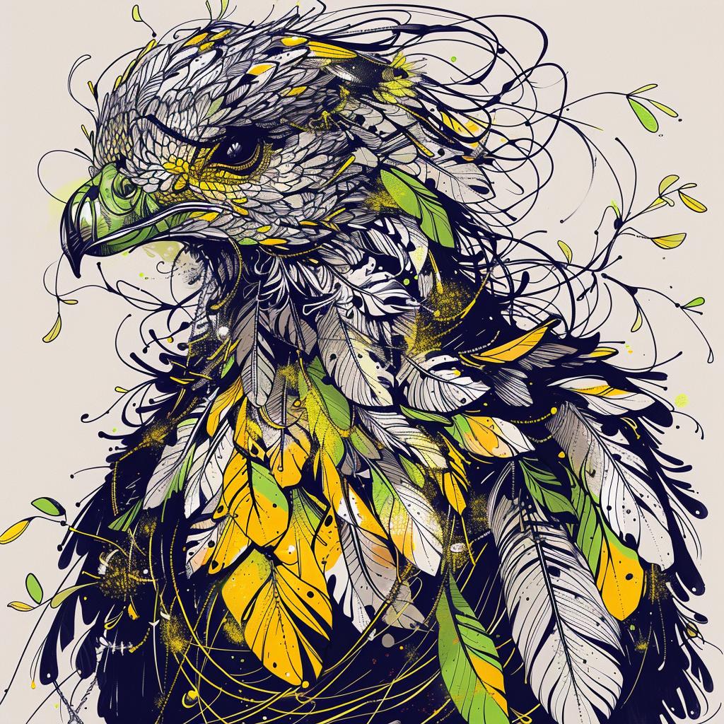 mythical  creature  hybrid  birds  fantasy  unique  illustration  eagle  feathers  leaves 952581