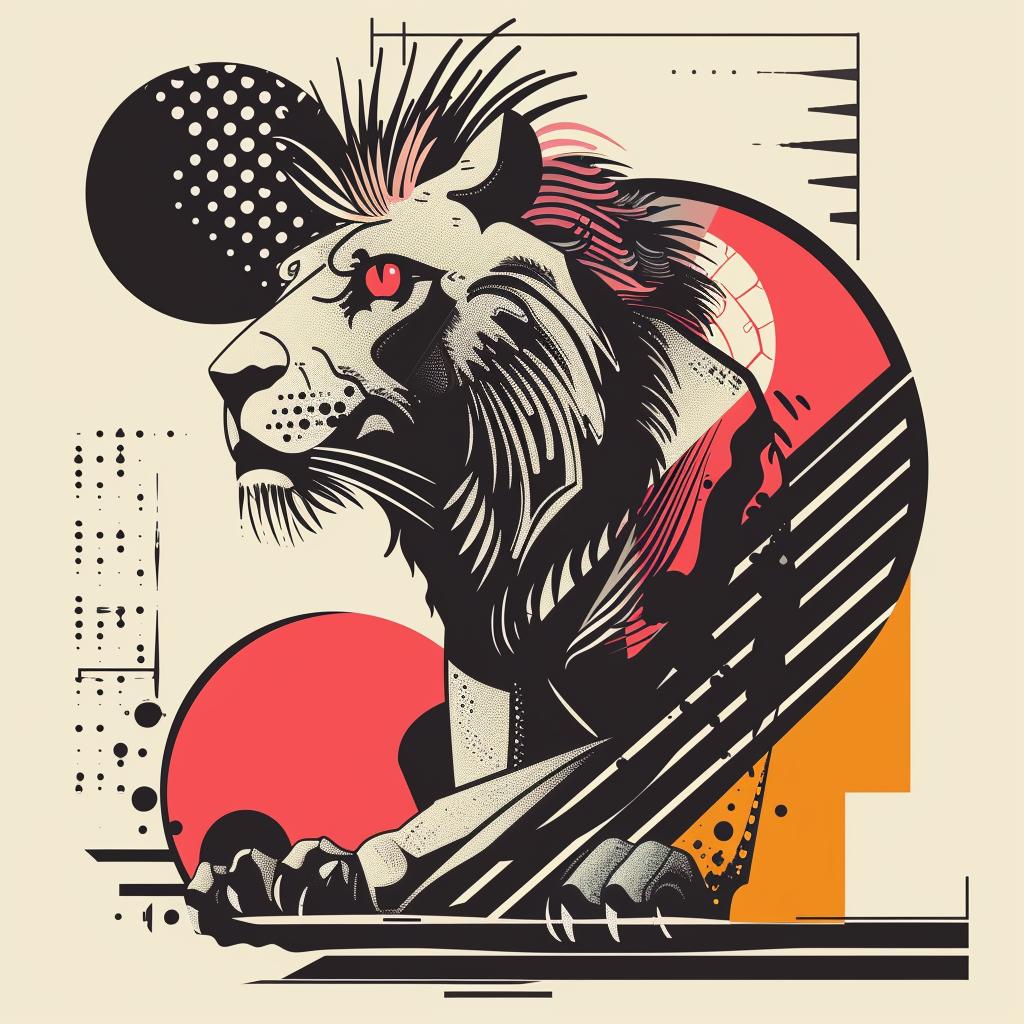 mythical  lion  mohawk  red  eye  unique  creature  fantasy  hybrid  halftone 939647