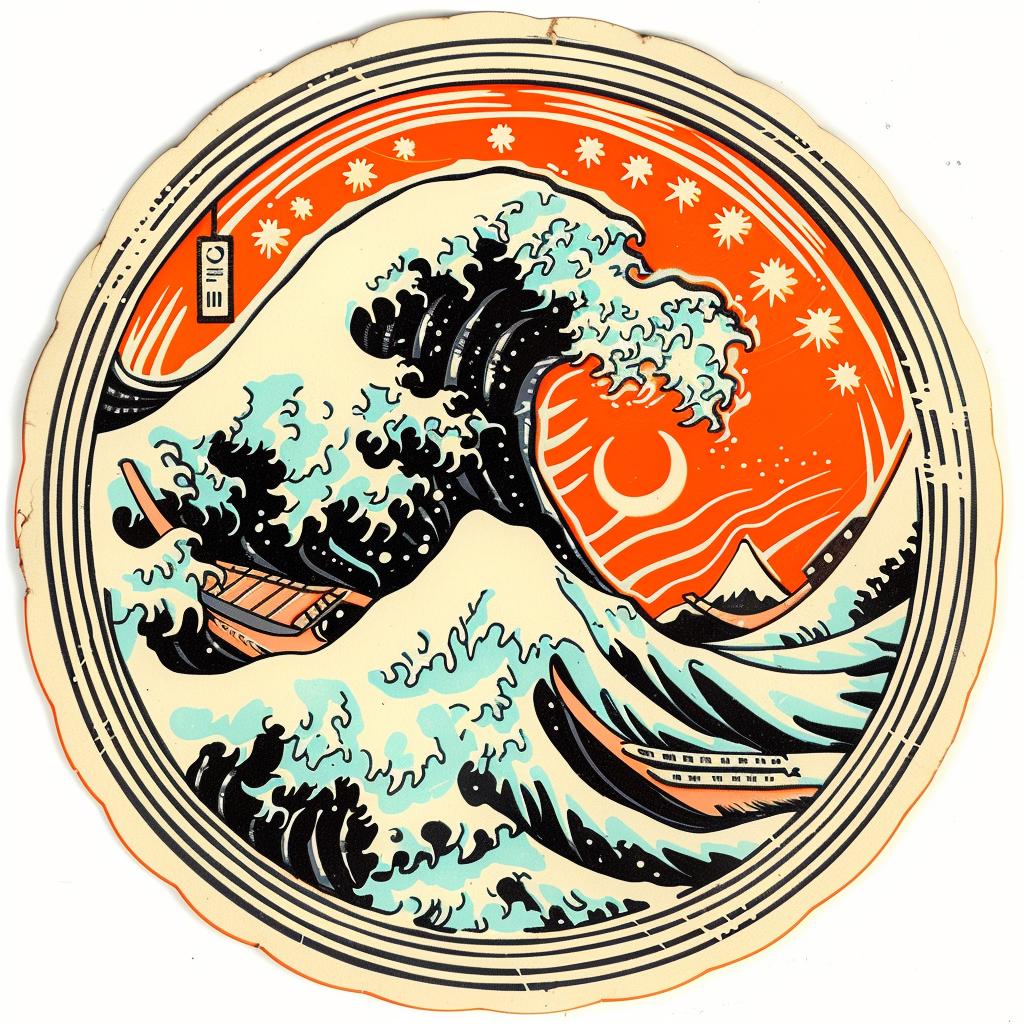 album  cover  great  wave  kanagawa  sticker  vintage  art  illustration  pulsar 941645