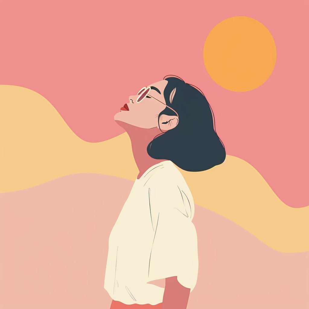 fashion  woman  minimal  illustration  vector  pink  poster  style  sun  casual 939676