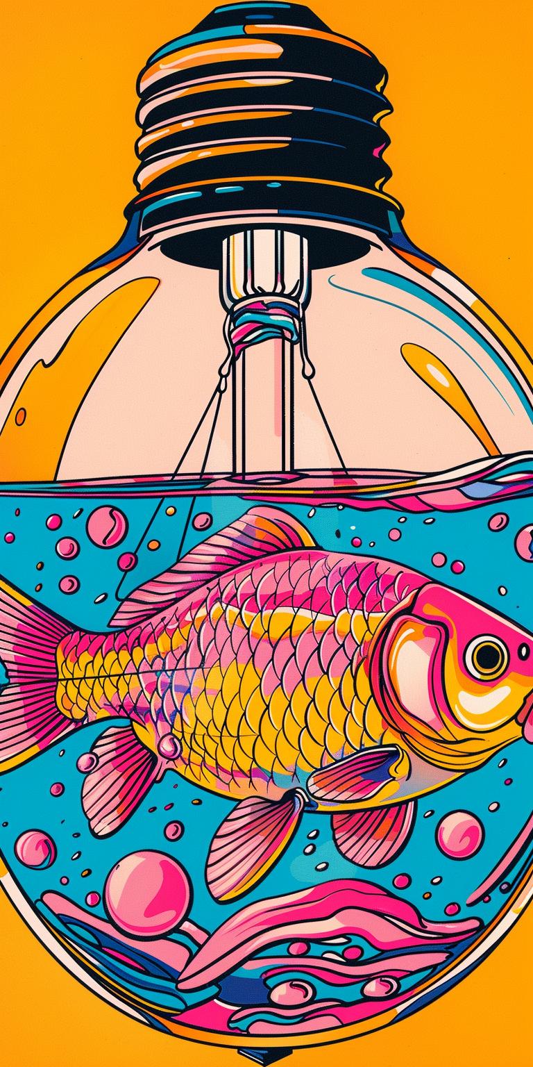 lightbulb  liquid  goldfish  lamp  art  colorful  aqua  concept  whimsical  unique 940459