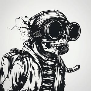 skull  gasmask  helmet  black  white  art  vector  illustration  graphic  design 1070693