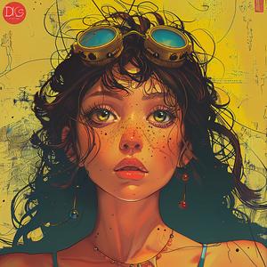woman  glasses  hat  comic  painting  style  colorful  portrait  art  illustration 1061050