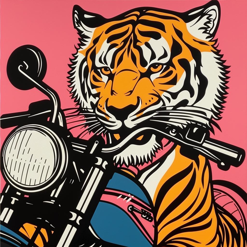 tiger  motorcycle  pink  background  bold  illustration  funny  design  animal  dynamic 1024317