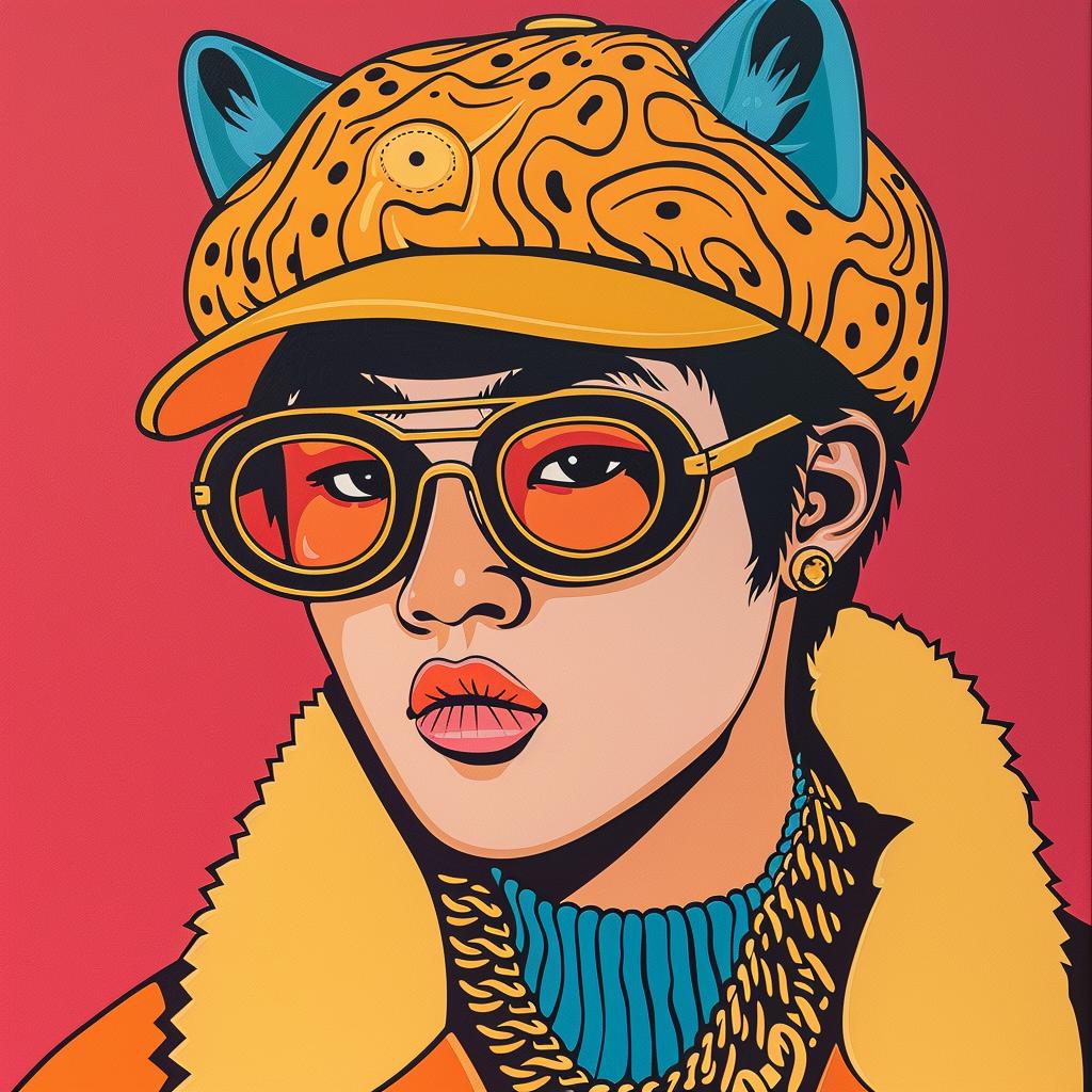 Shiba Inu  rapper  gold  chains  cap  modern  vibrant  eyes  pop  art 1022426