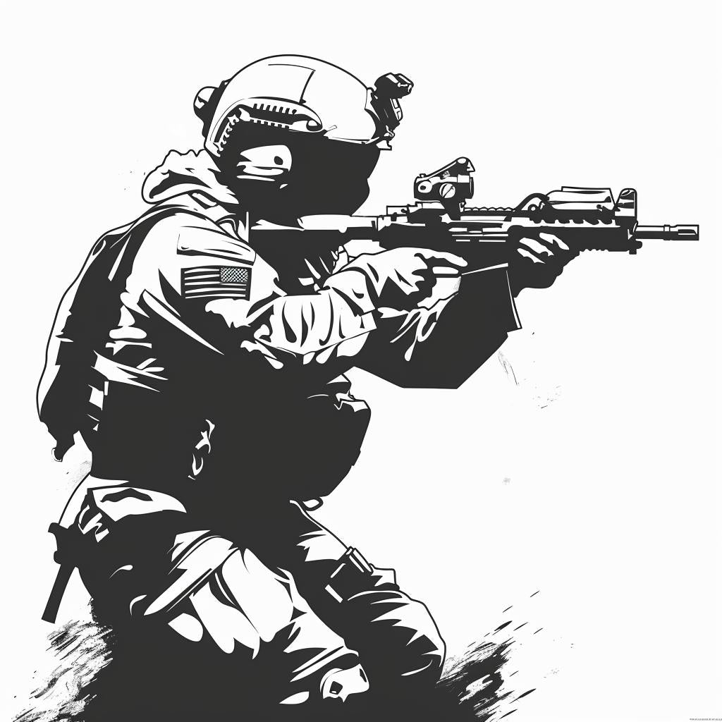 silhouette  soldier  modern  vintage  icon  emblem  linocut  tattoo  blackwhite  bold 952052
