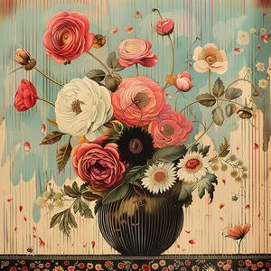 painting  flowers  vase  table  chromolithography  decorative  still-life  artistic  colorful  elegant 1047420