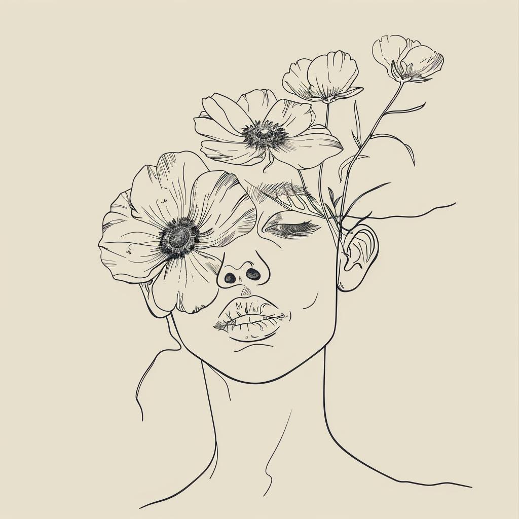 vector  drawing  minimal  boho  monochromatic  flowers  flowerpunk  lineart  abstract  female 960051
