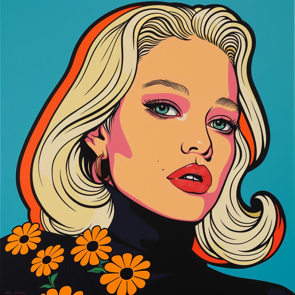 pop  art  painting  woman  blonde  flowers  colorful  portrait  figurative  modern 1023274