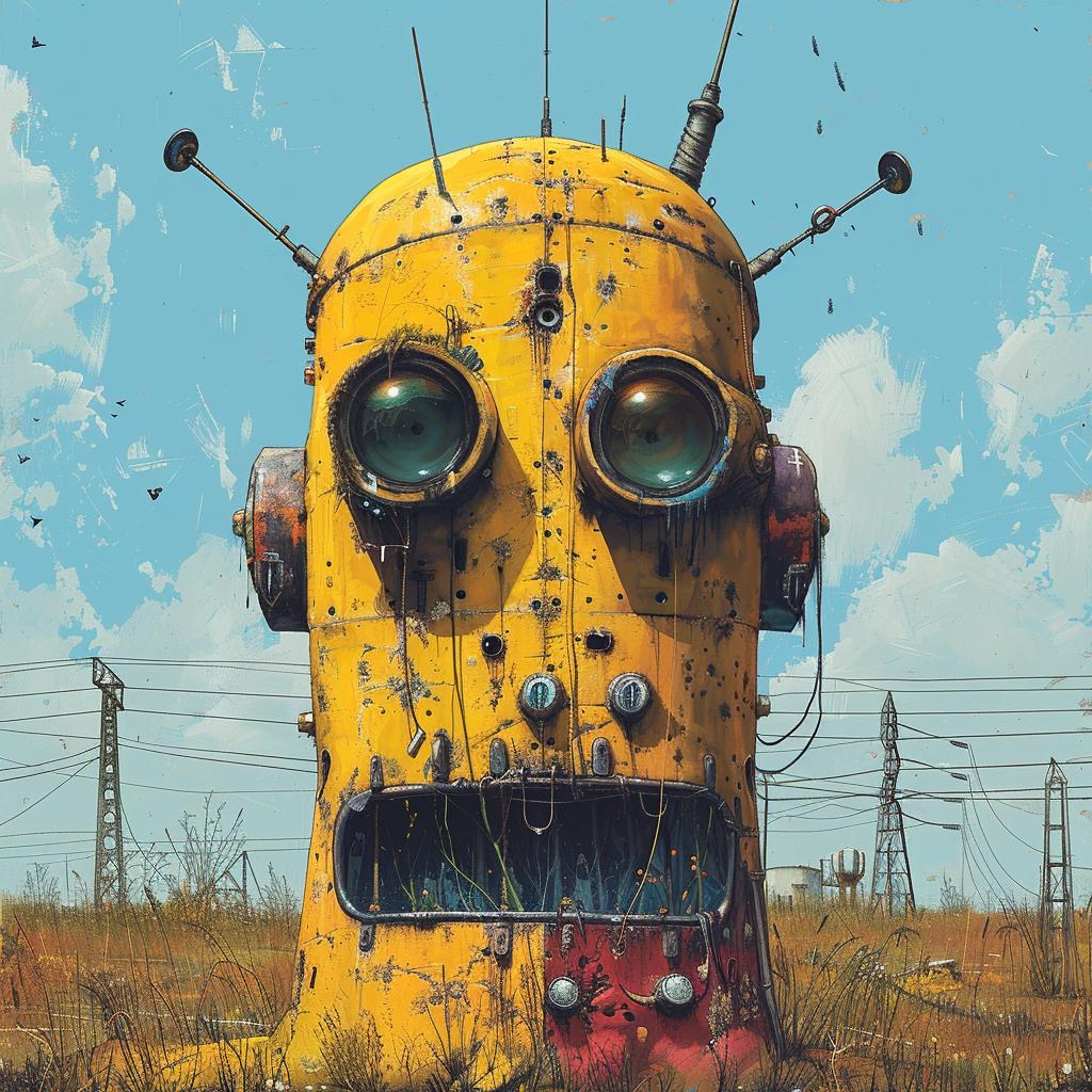 surreal  album  cover  hyper-realistic  screenprinting  robot  field  creative  colorful  playful 960284
