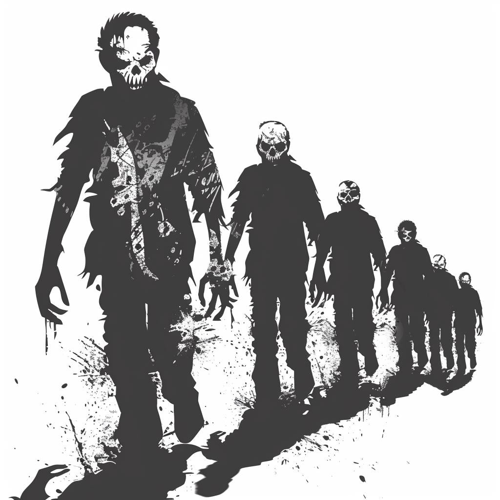 silhouette  zombies  blackandwhite  icon  vintage  emblem  vector  linocut  walking  apocalypse 951838