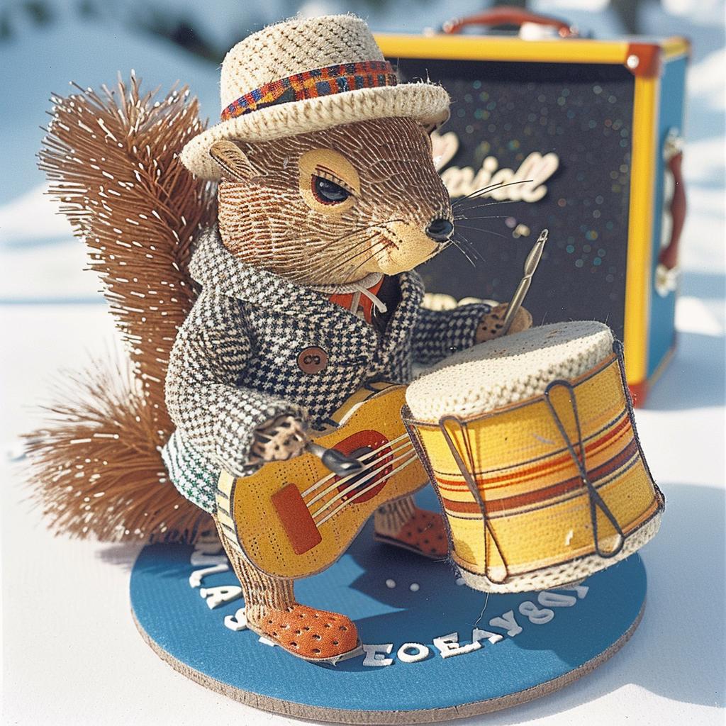 squirrel  drums  figurine  hat  art  playful  music  fun  cute  toy 962554
