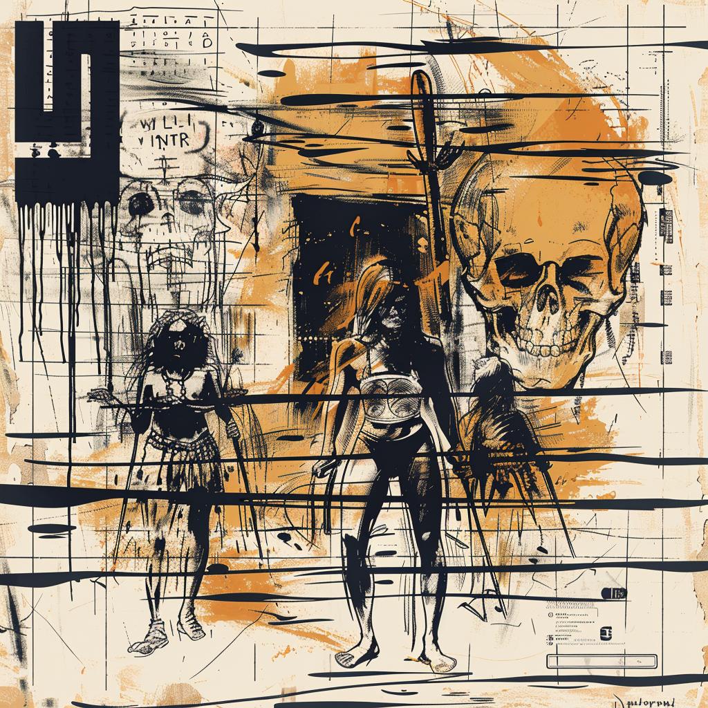 comic  cover  silhouette  cave  natives  pitchforks  duotone  blue  orange  art 953480