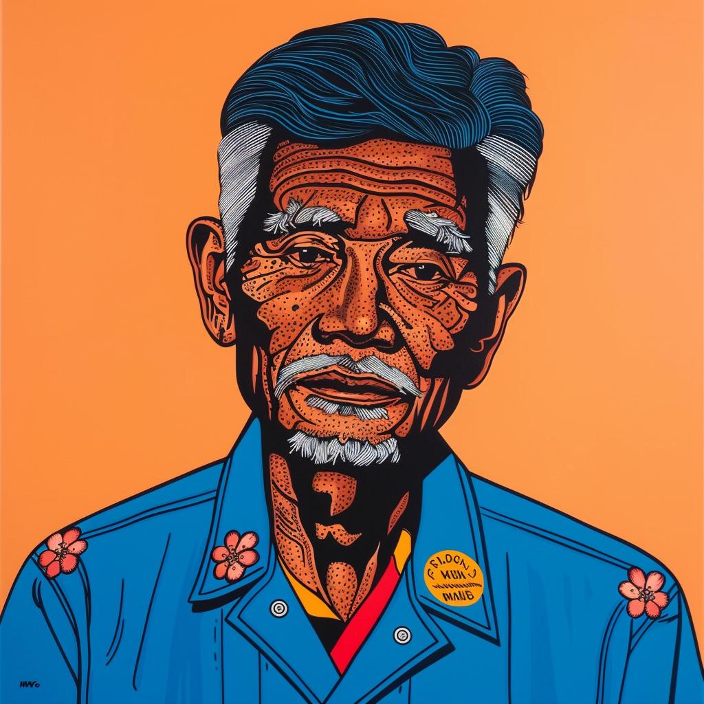 painting  old  man  blue  shirt  realism  male  aged  portrait  style 972751