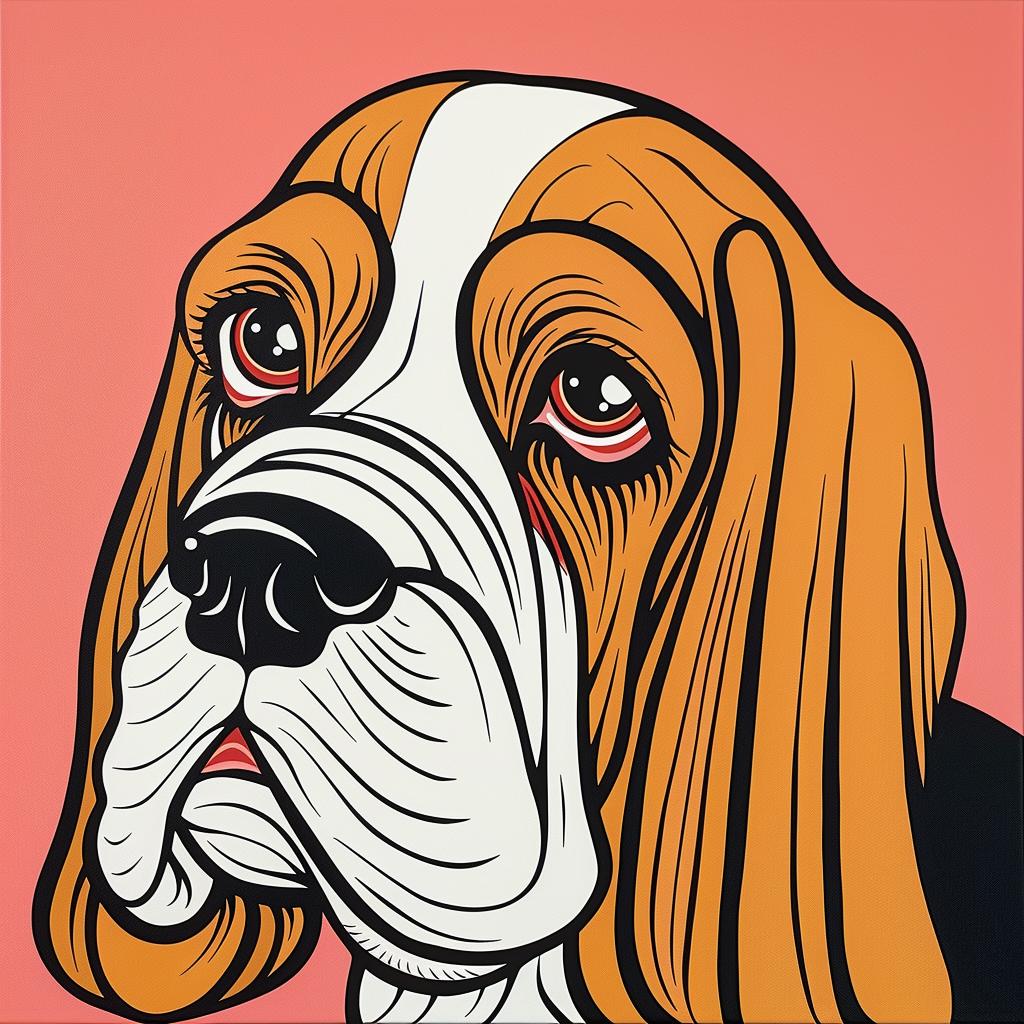 basset  hound  dog  pink  background  painting  cute  pet  animal  illustration 973264