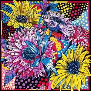 album  cover  surreal  colorful  floral  design  polka  sunflowers  symbolist  chaos 1078172