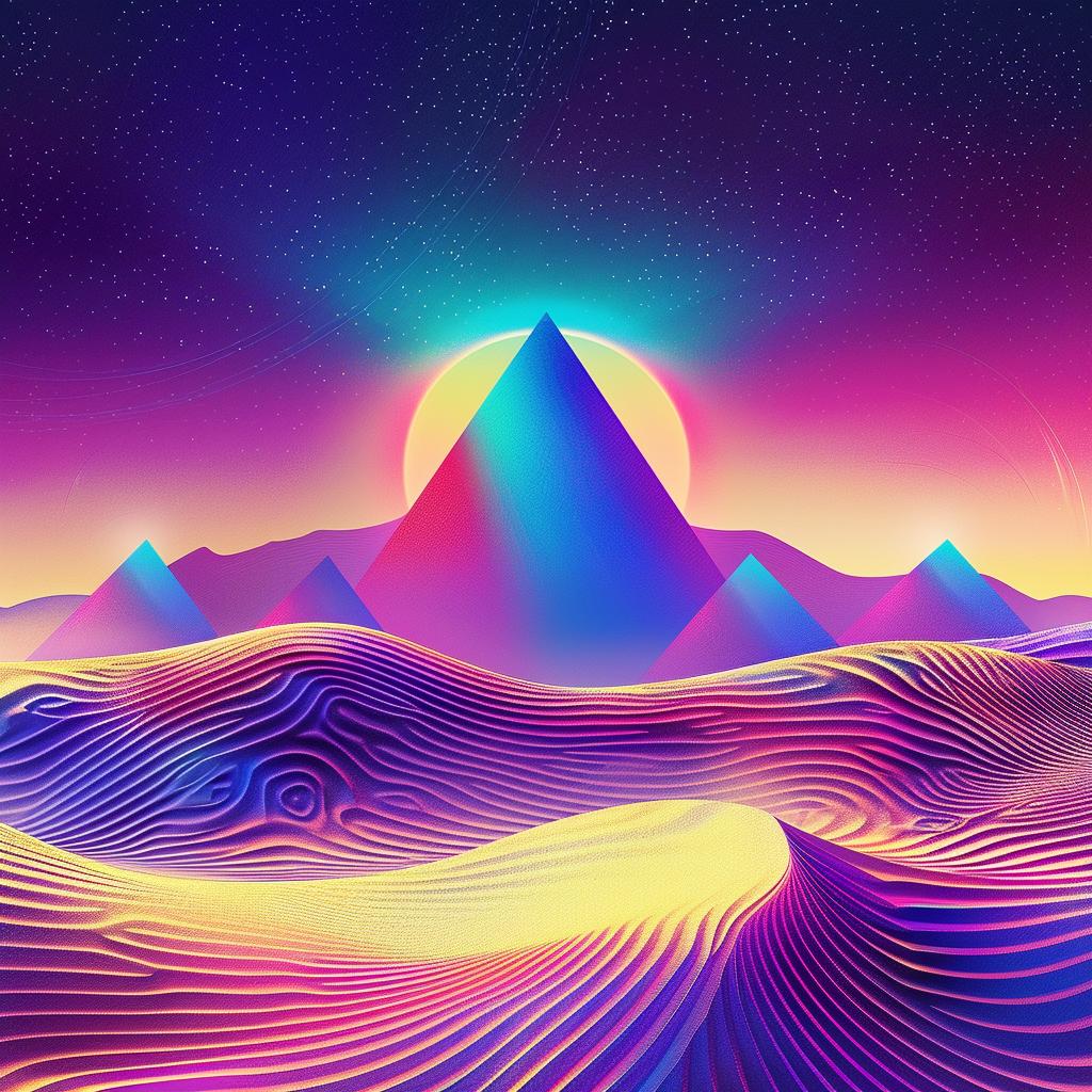 psychedelic  desert  landscape  mountains  pyramids  vibrant  colorful  surreal  dreamlike  nature 967297