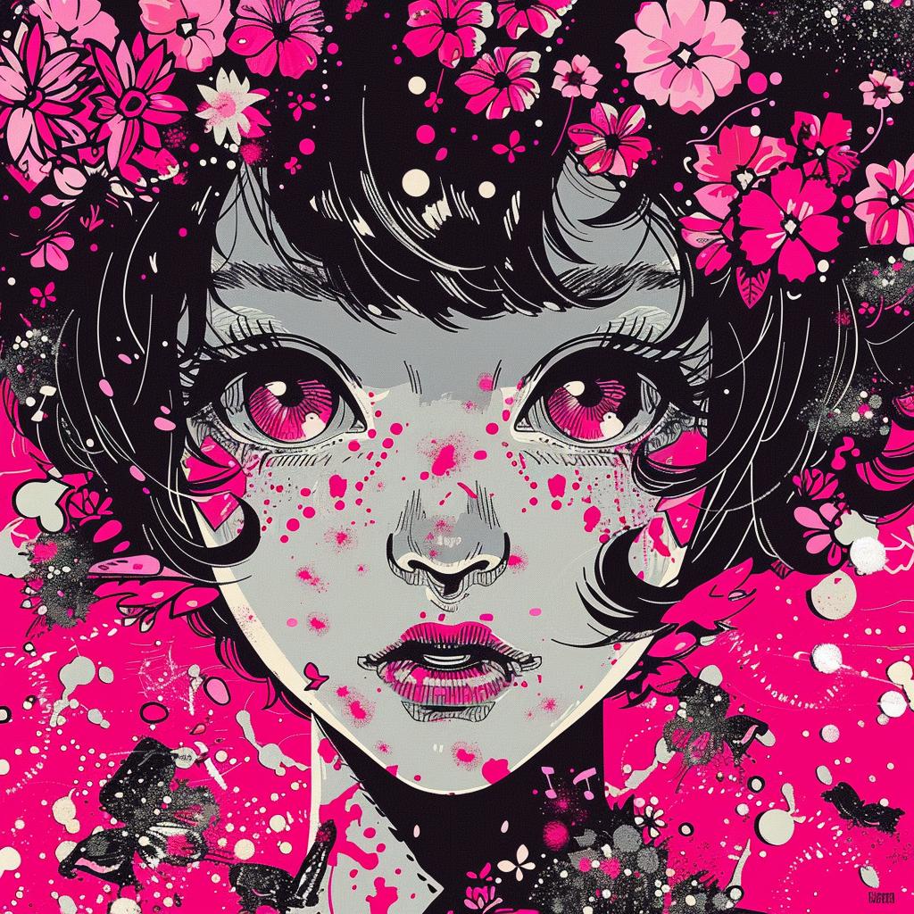 anime  girl  flowers  hair  pink  illustration  whimsical  portrait  fantasy  character 1036161