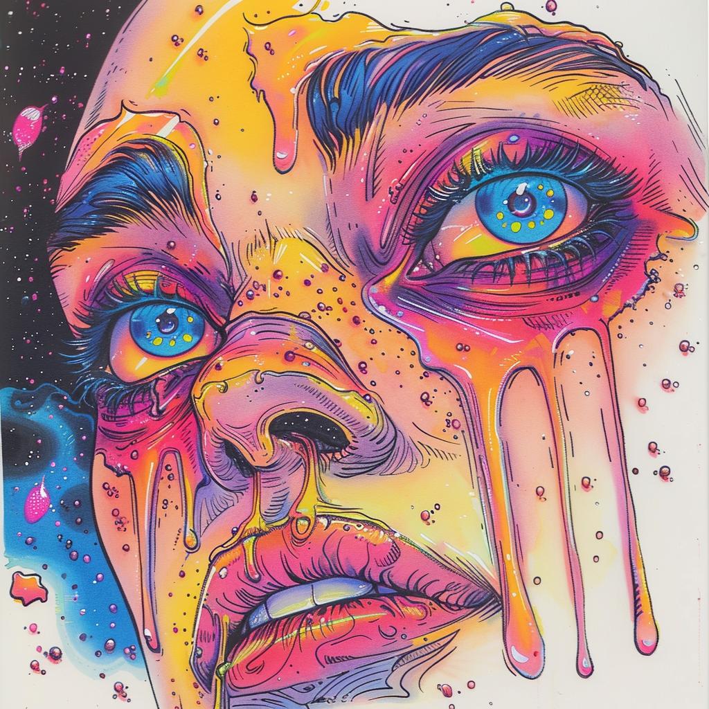 tears  painting  woman  emotion  blue  pink  abstract  colorful  artistic  expression 925175