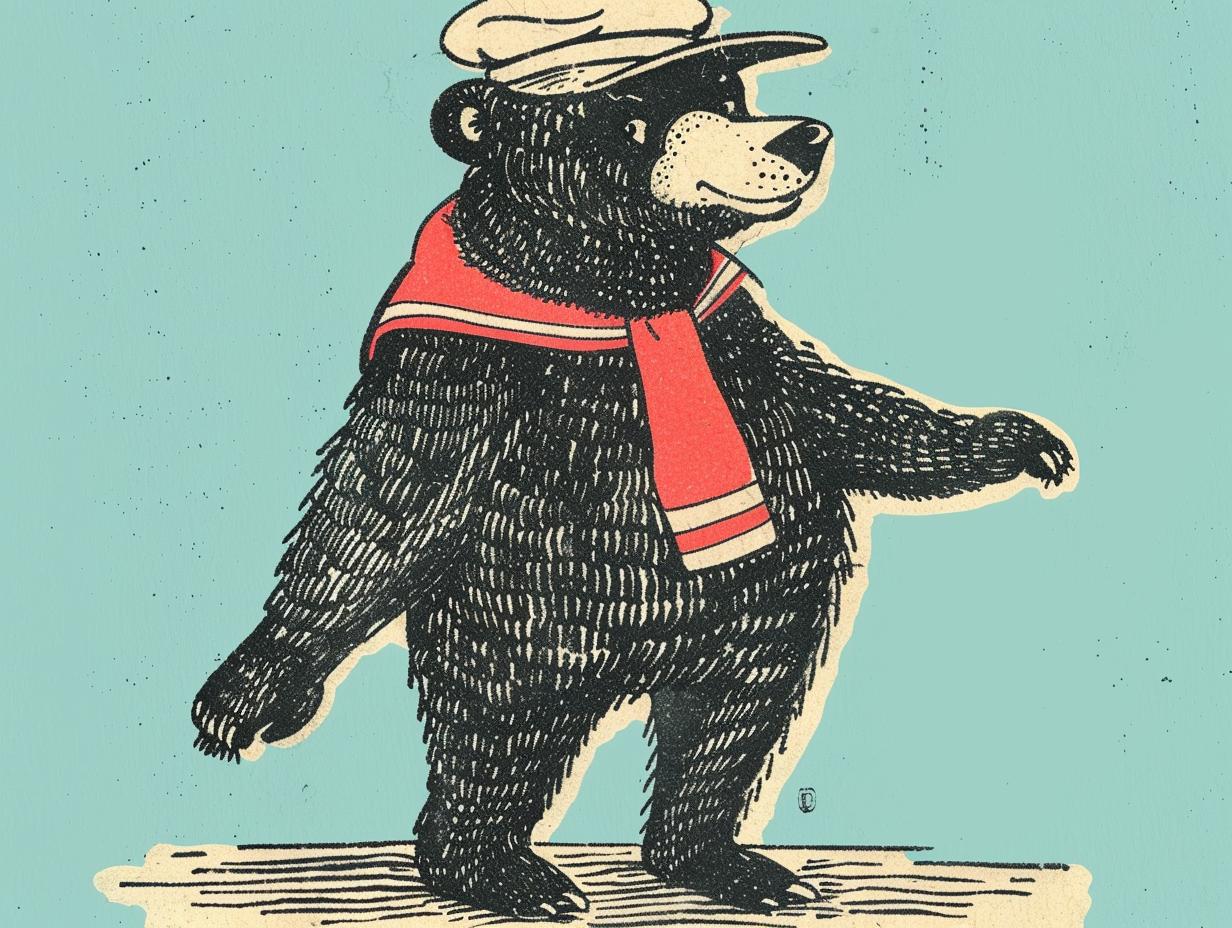 bear  tattoo  sailor  hat  scarf  vintage  style  illustration  design  art 919101