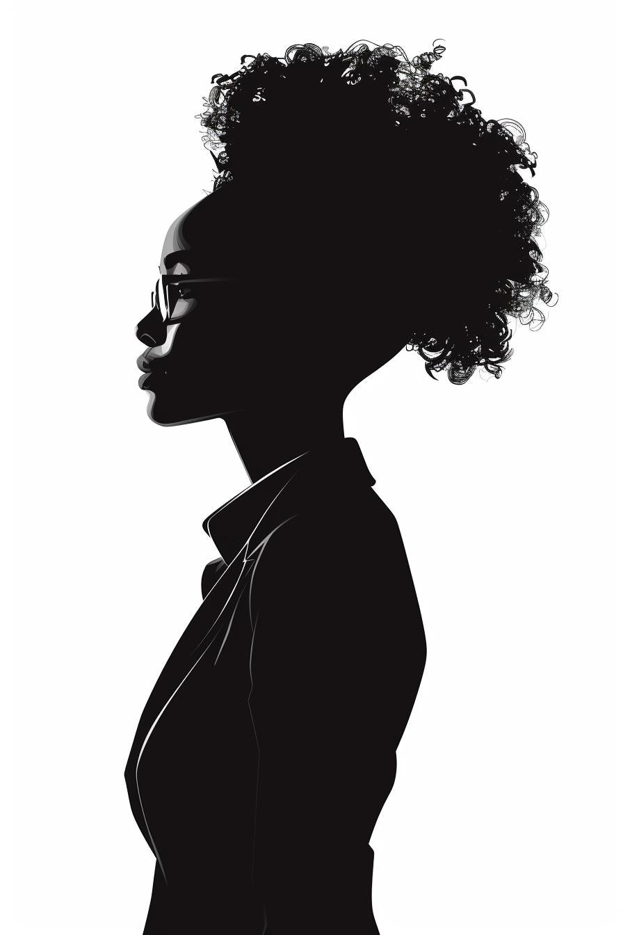 woman  business  attire  african-american  silhouette  glasses  curly  afro  svg  vector 954346